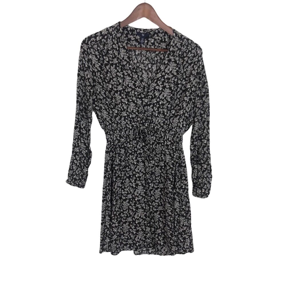 Gap Black White Floral Drop Waist Dress Women's Size XS